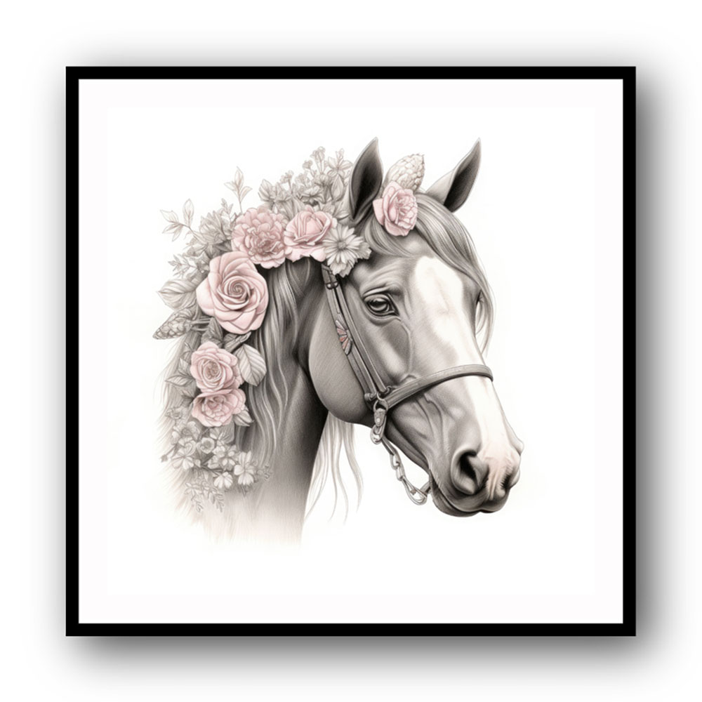 Arabian Horse with Flowers 4 Wall Art