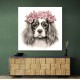 Cavalier King Charles Spaniel Pink Flowers Wall Art