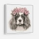 Cavalier King Charles Spaniel Pink Flowers Wall Art