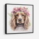 Cocker Spaniel Pink Flowers Wall Art