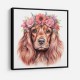 Cocker Spaniel Pink Flowers 2 Wall Art