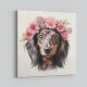 Dachshund Pink Flowers Wall Art