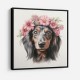 Dachshund Pink Flowers Wall Art
