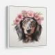 Dachshund Pink Flowers Wall Art