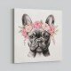 French Bulldog With Pink Flowers Wall Art