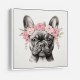 French Bulldog With Pink Flowers Wall Art