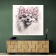 Pomeranian Dog in Pink Flowers Wall Art