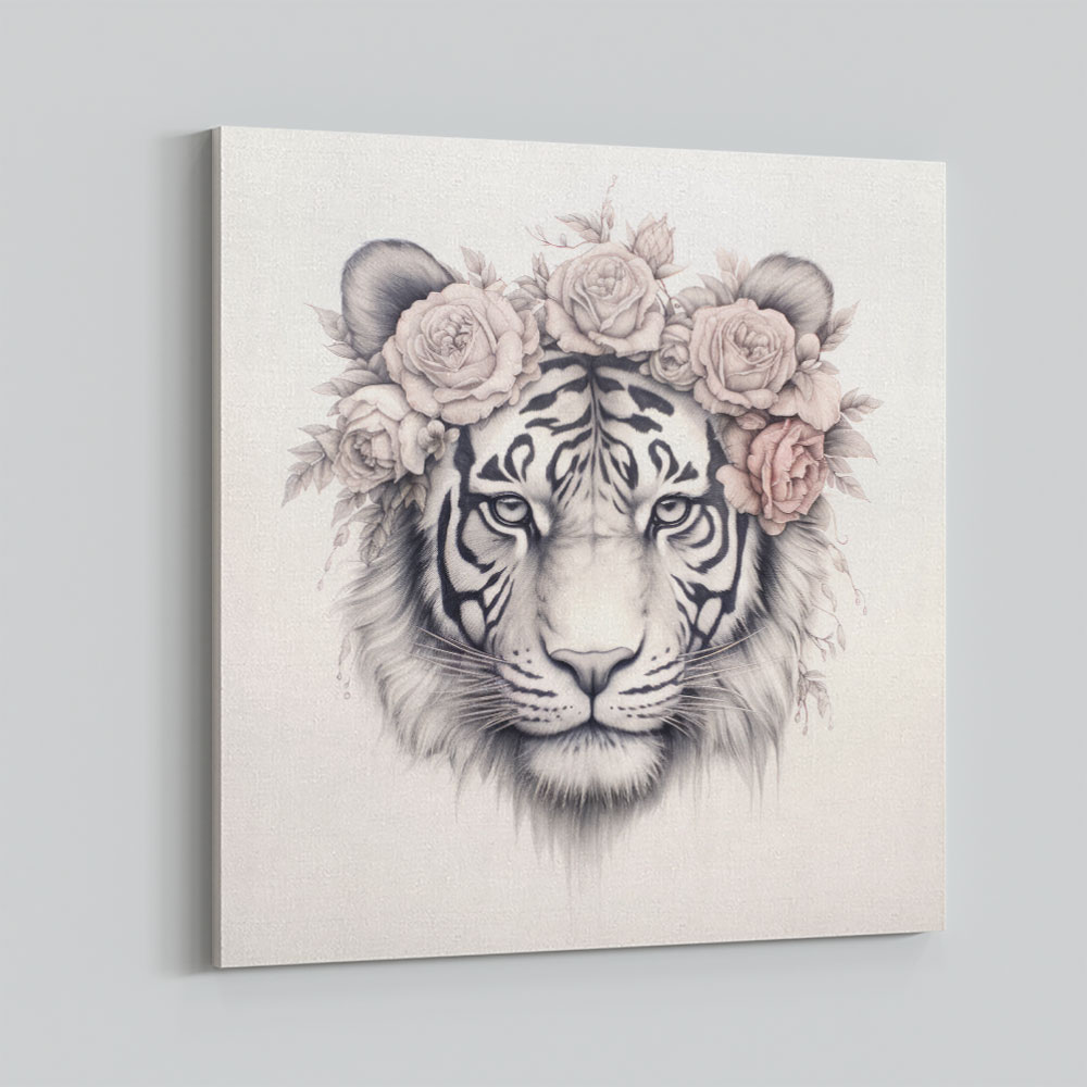 Tiger in Pink Flowers Wall Art