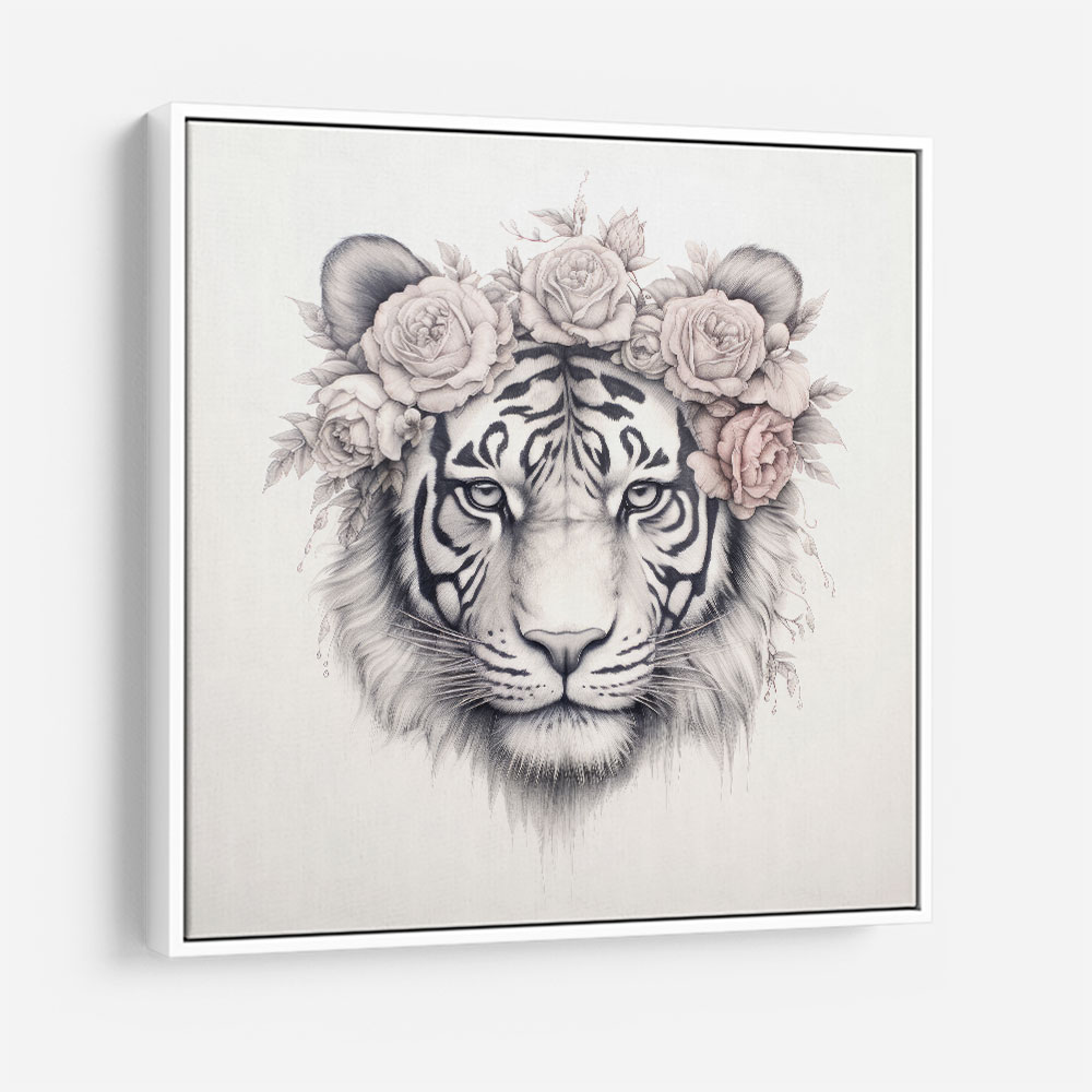 Tiger in Pink Flowers Wall Art