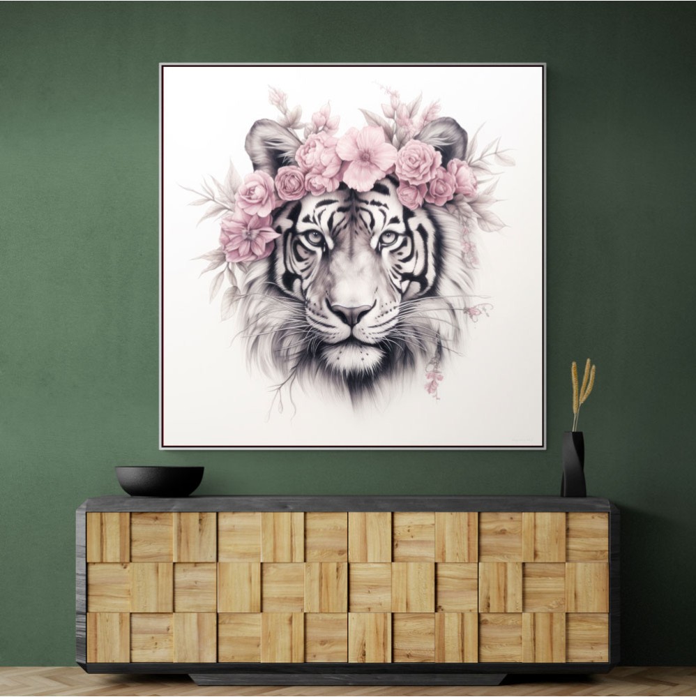 Tiger in Pink Flowers 2 Wall Art