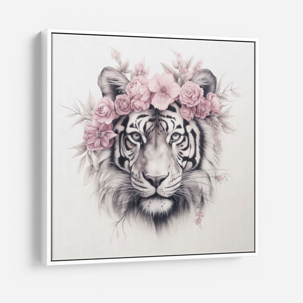 Tiger in Pink Flowers 2 Wall Art