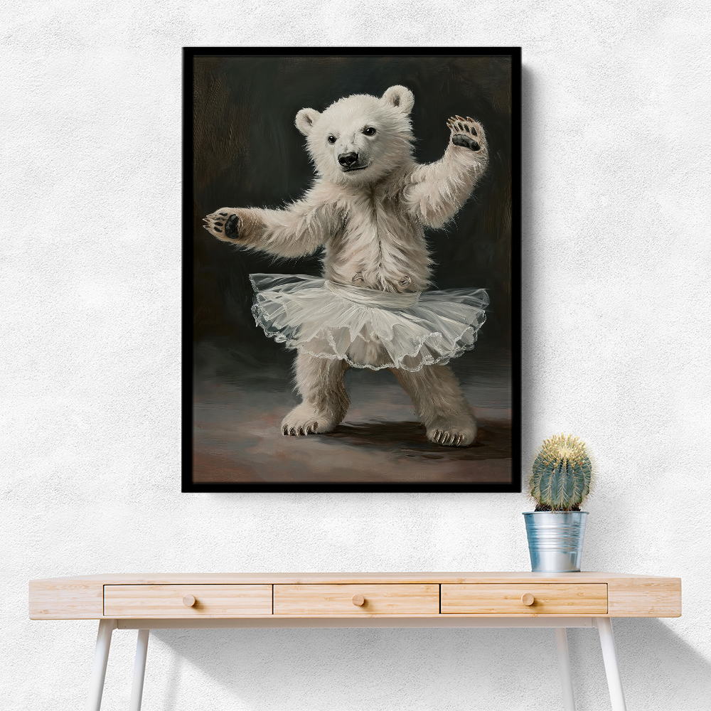 Baby Polar Bear Dancing in a White Tutu Wall Art