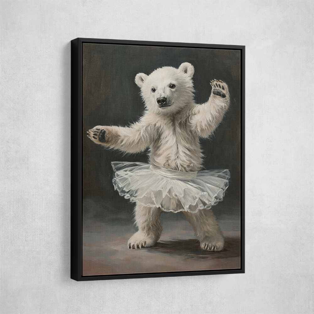 Baby Polar Bear Dancing in a White Tutu Wall Art