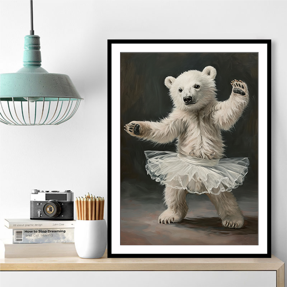 Baby Polar Bear Dancing in a White Tutu Wall Art