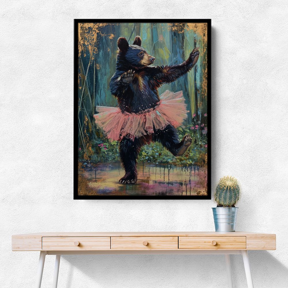 Black Bear Dancing in a Pink Tutu