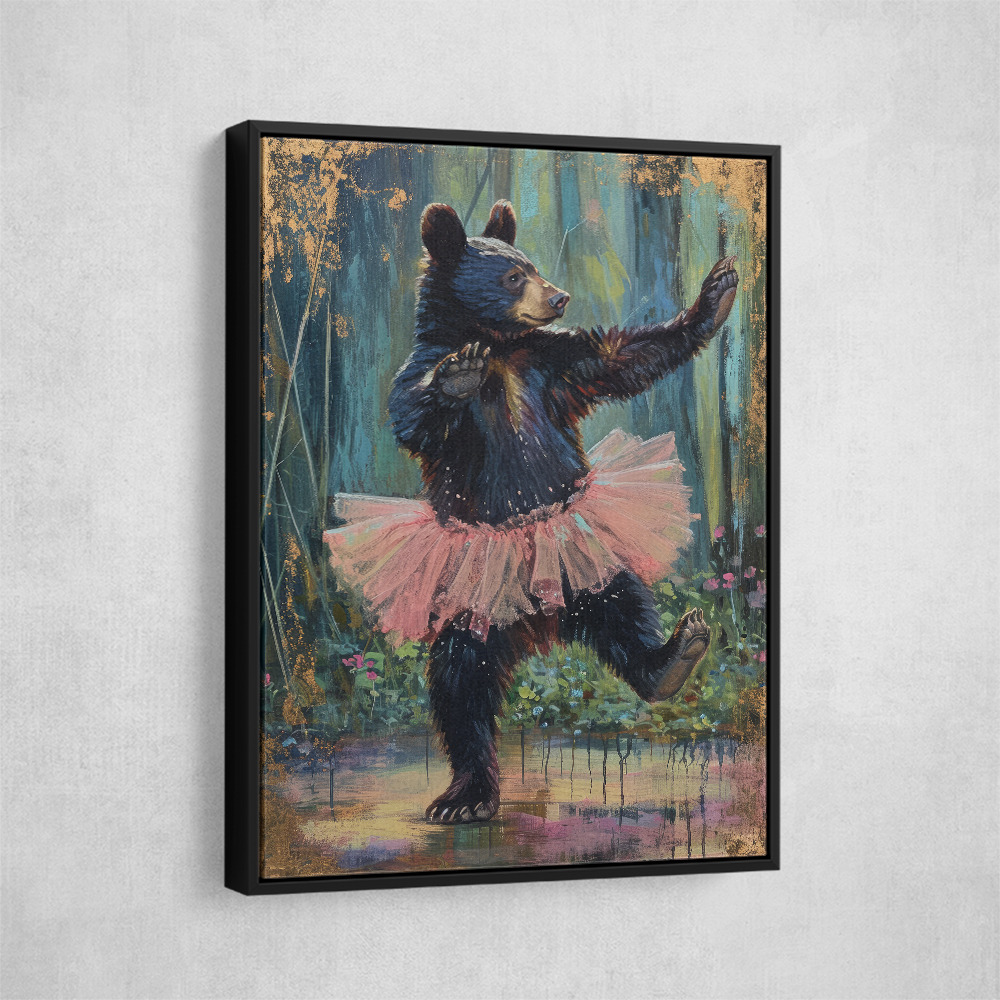 Black Bear Dancing in a Pink Tutu