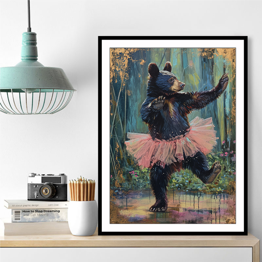 Black Bear Dancing in a Pink Tutu