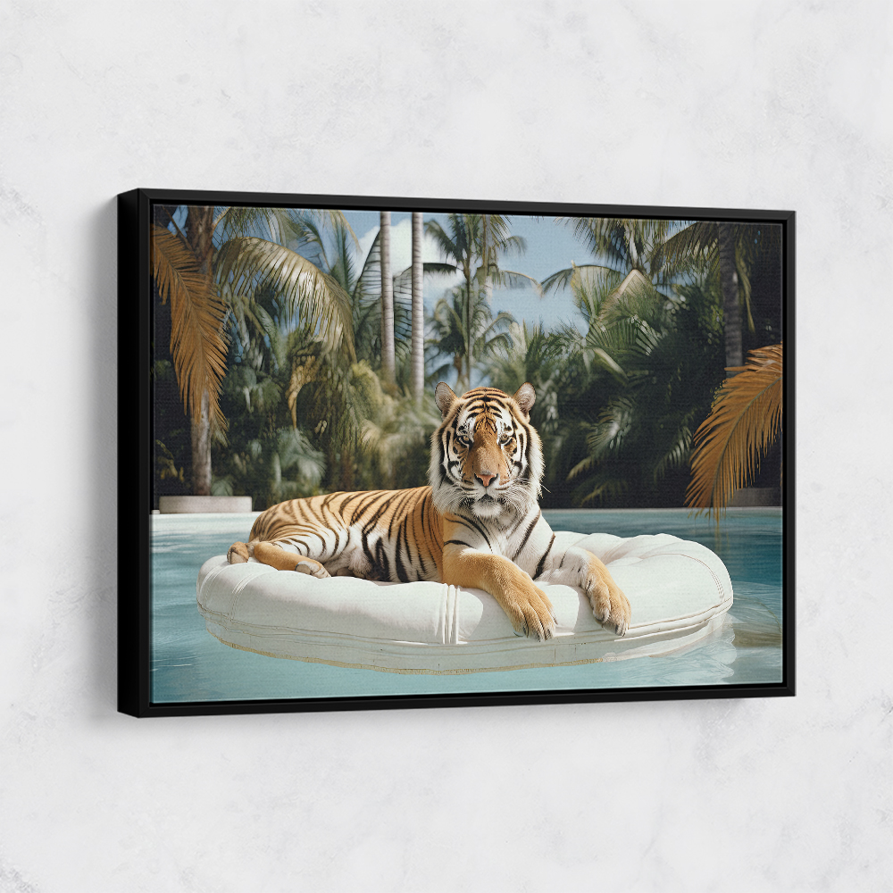 Tiger Floating at The Pool Wall Art