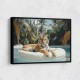 Tiger Floating at The Pool Wall Art
