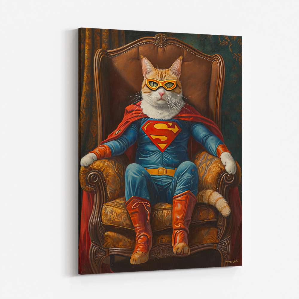 Superhero Cat in an Armchair 