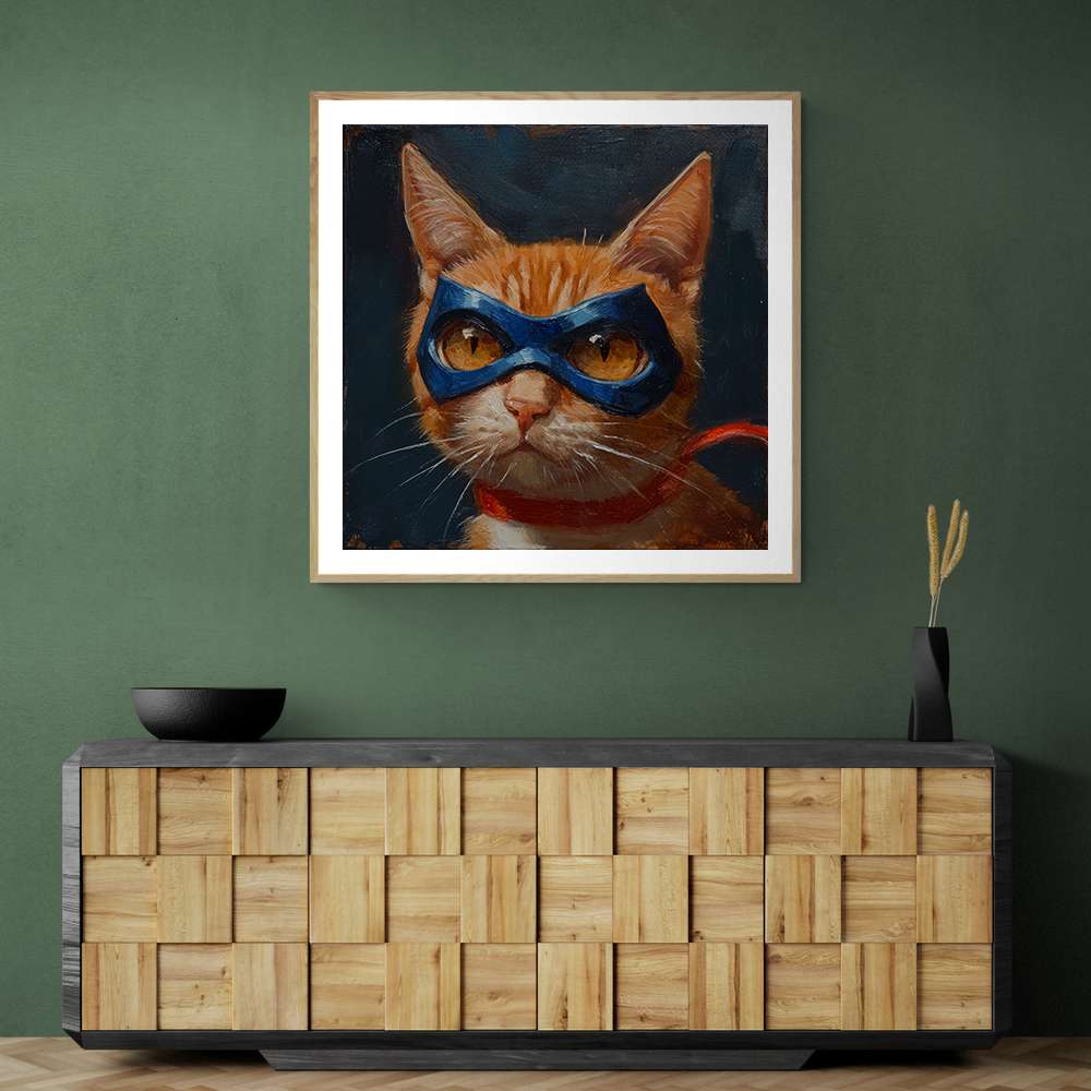 Superhero Ginger Cat Wall Art