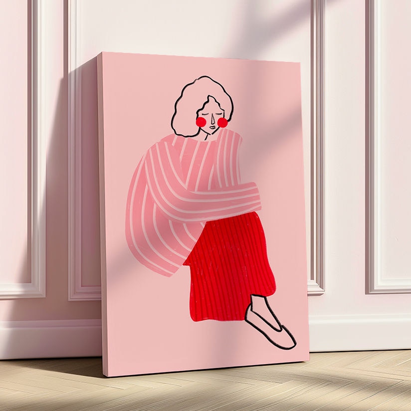 Pink and Red Line Lady