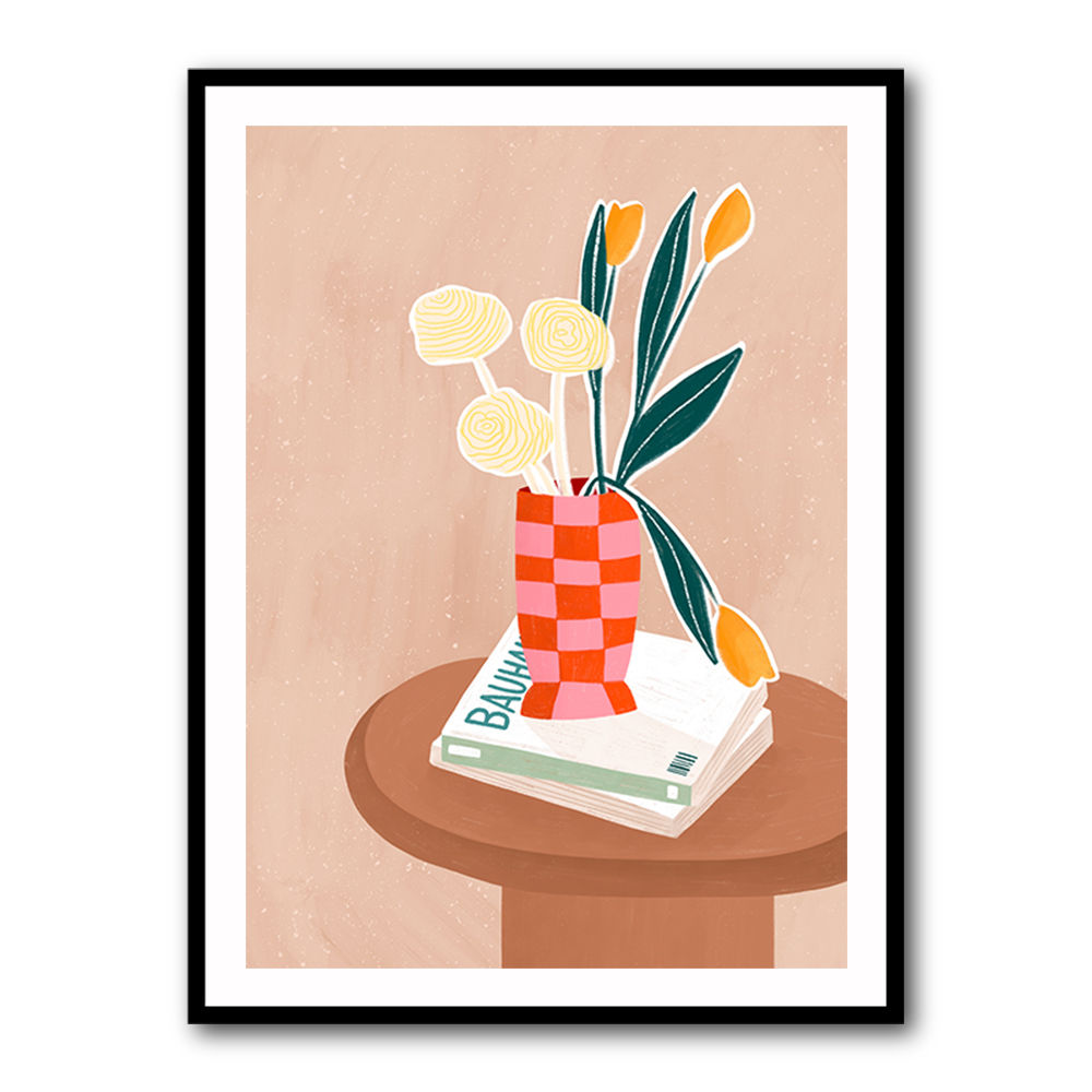 Flower With a Checkered Red Vase