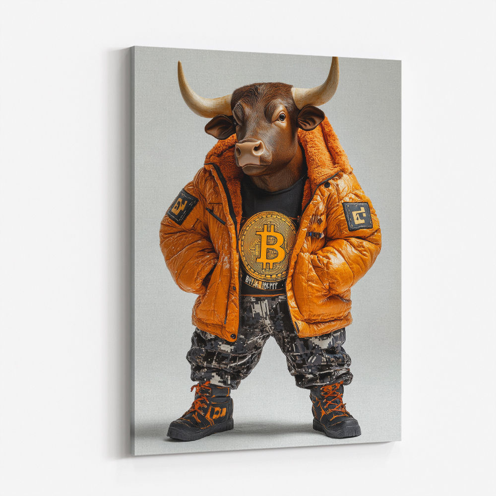 Bitcoin Black Bull 3 Wall Art