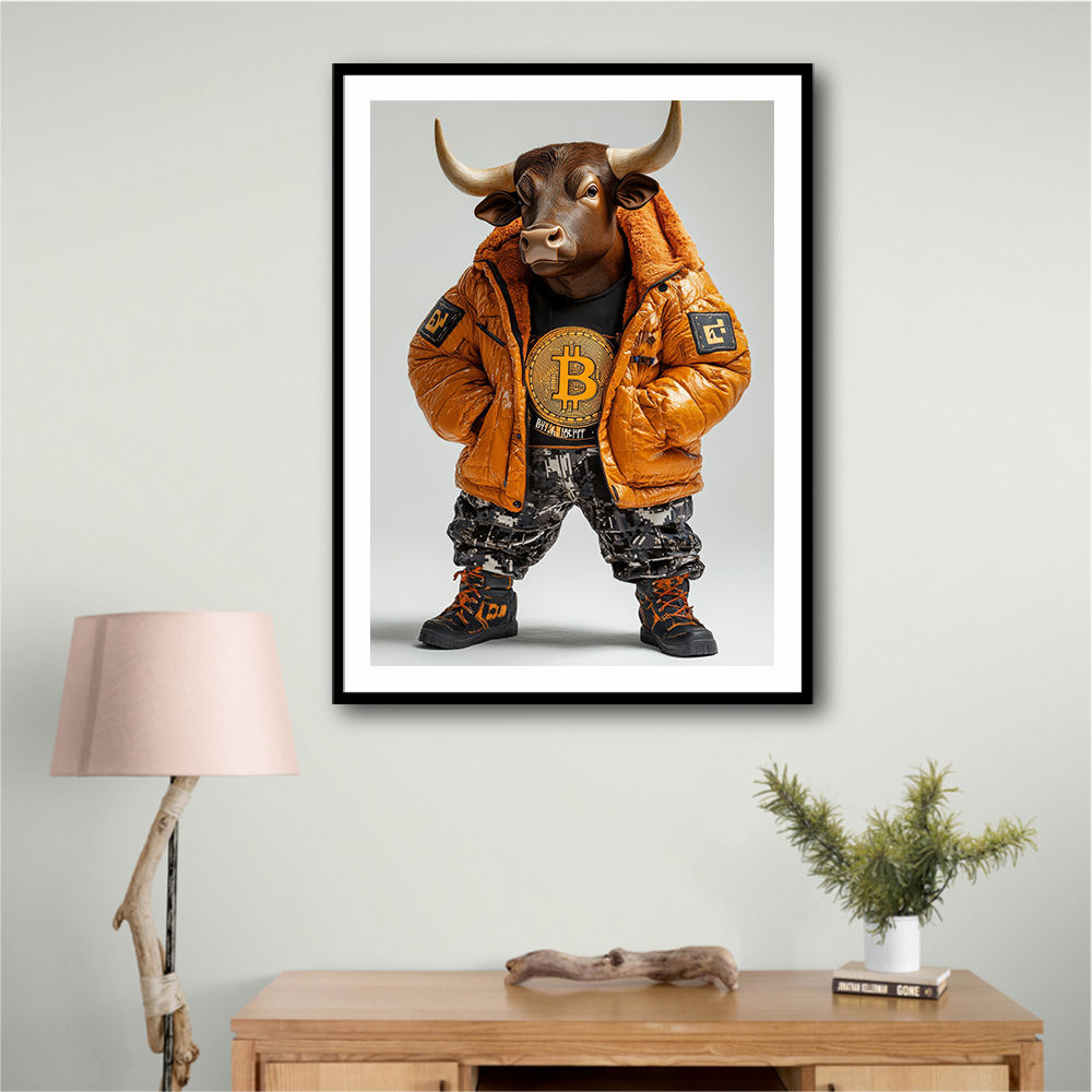 Bitcoin Black Bull 3 Wall Art