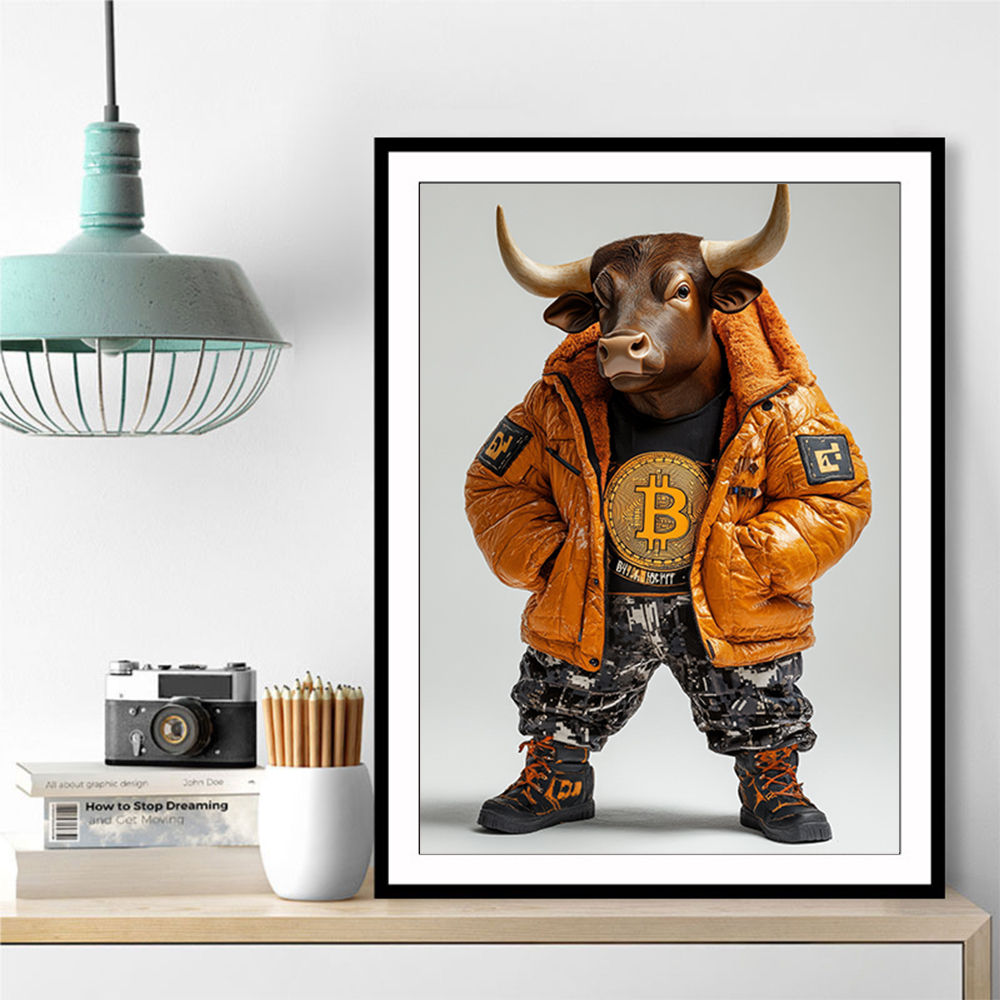 Bitcoin Black Bull 3 Wall Art
