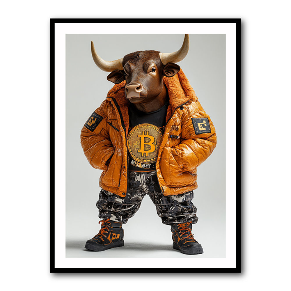 Bitcoin Black Bull 3 Wall Art
