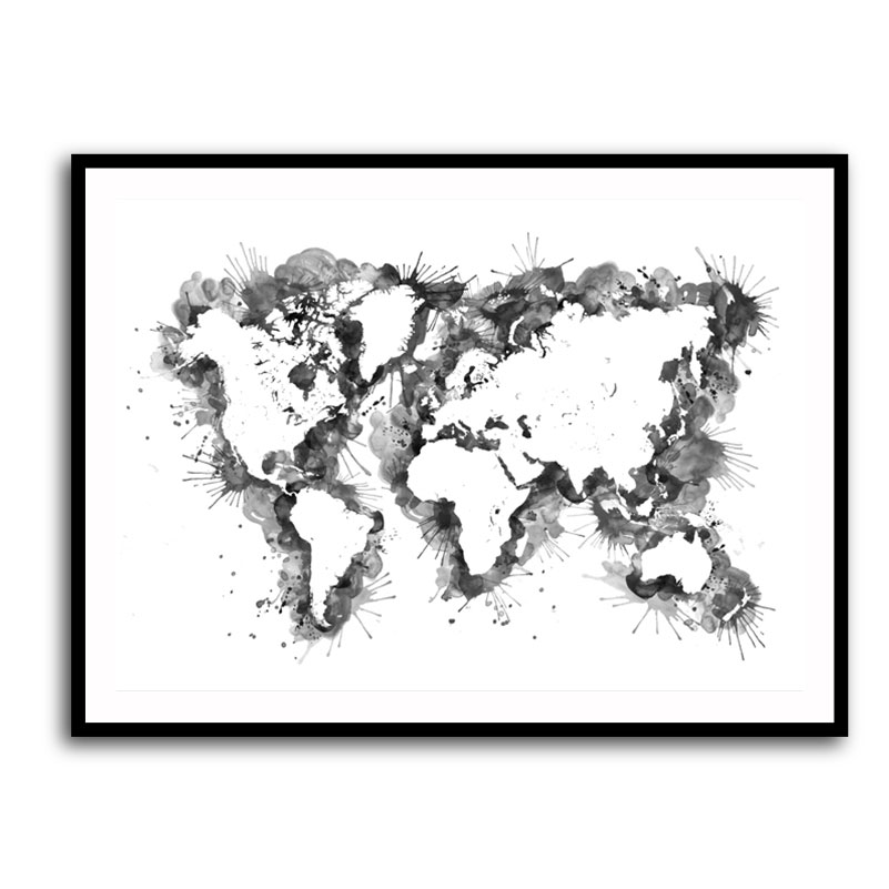 Gray Strokes World Map