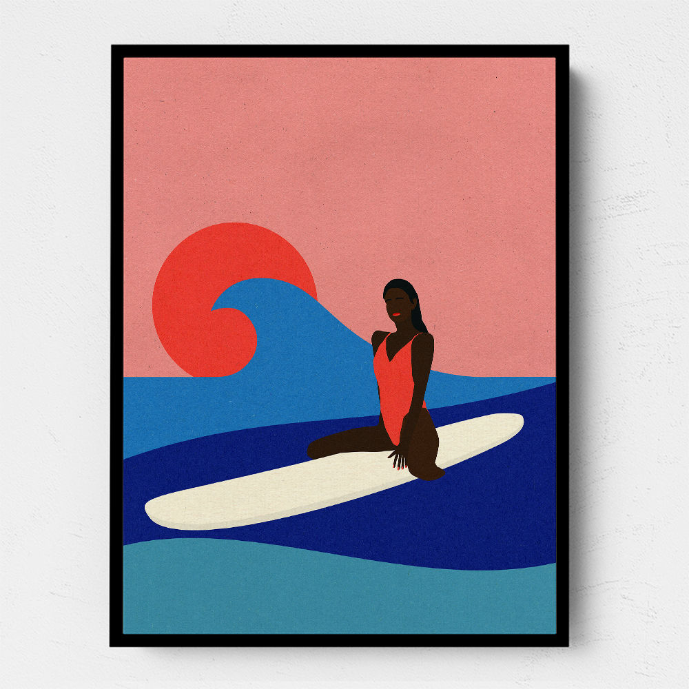 Girl On A Surfboard Wall Art