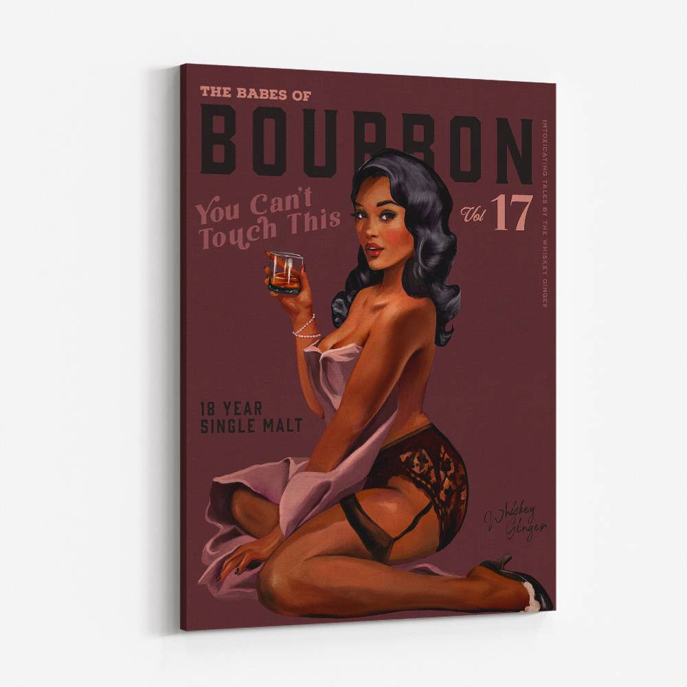 Babes Of Bourbon Cant Touch This. Sexy Retro Pin Up Girl Whiskey Wall Art