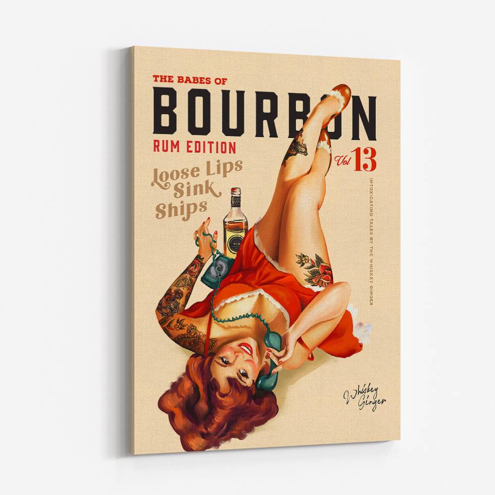 Babes Of Bourbon Vol 13 Rum Drinking Pinup Girl Art Wall Art