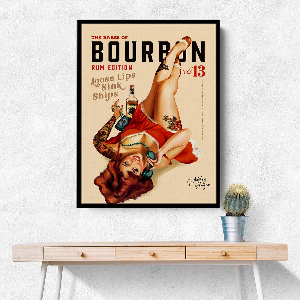Babes Of Bourbon Vol 13 Rum Drinking Pinup Girl Art Wall Art