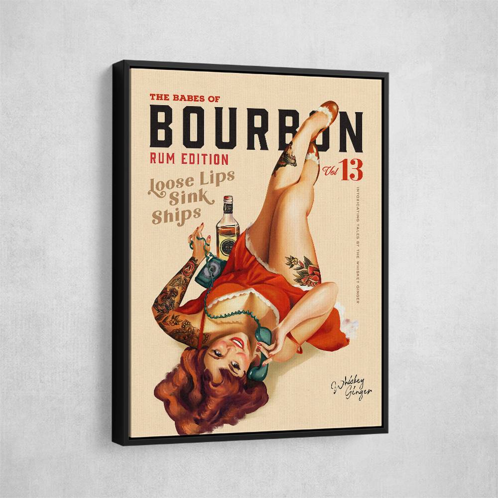 Babes Of Bourbon Vol 13 Rum Drinking Pinup Girl Art Wall Art