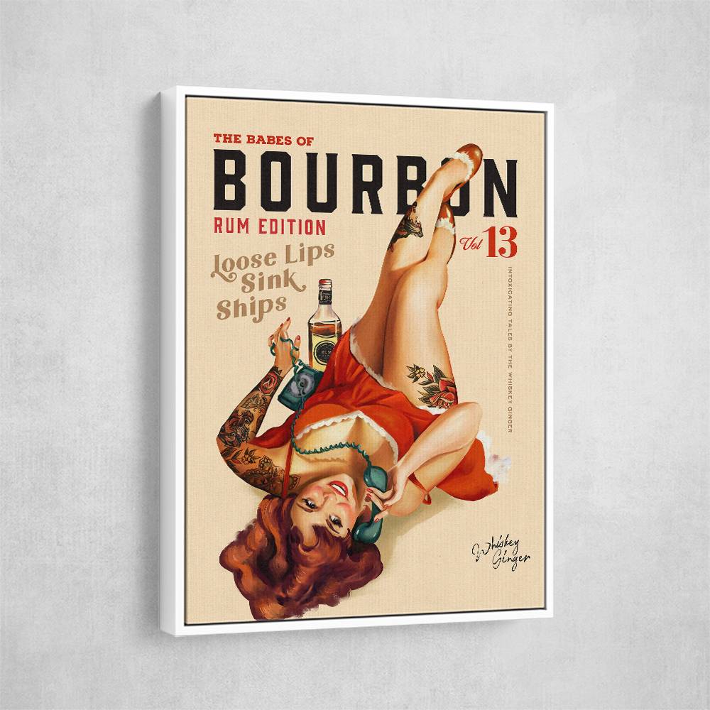 Babes Of Bourbon Vol 13 Rum Drinking Pinup Girl Art Wall Art