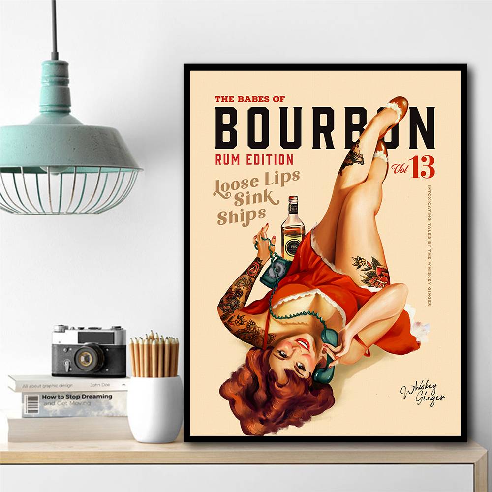 Babes Of Bourbon Vol 13 Rum Drinking Pinup Girl Art Wall Art