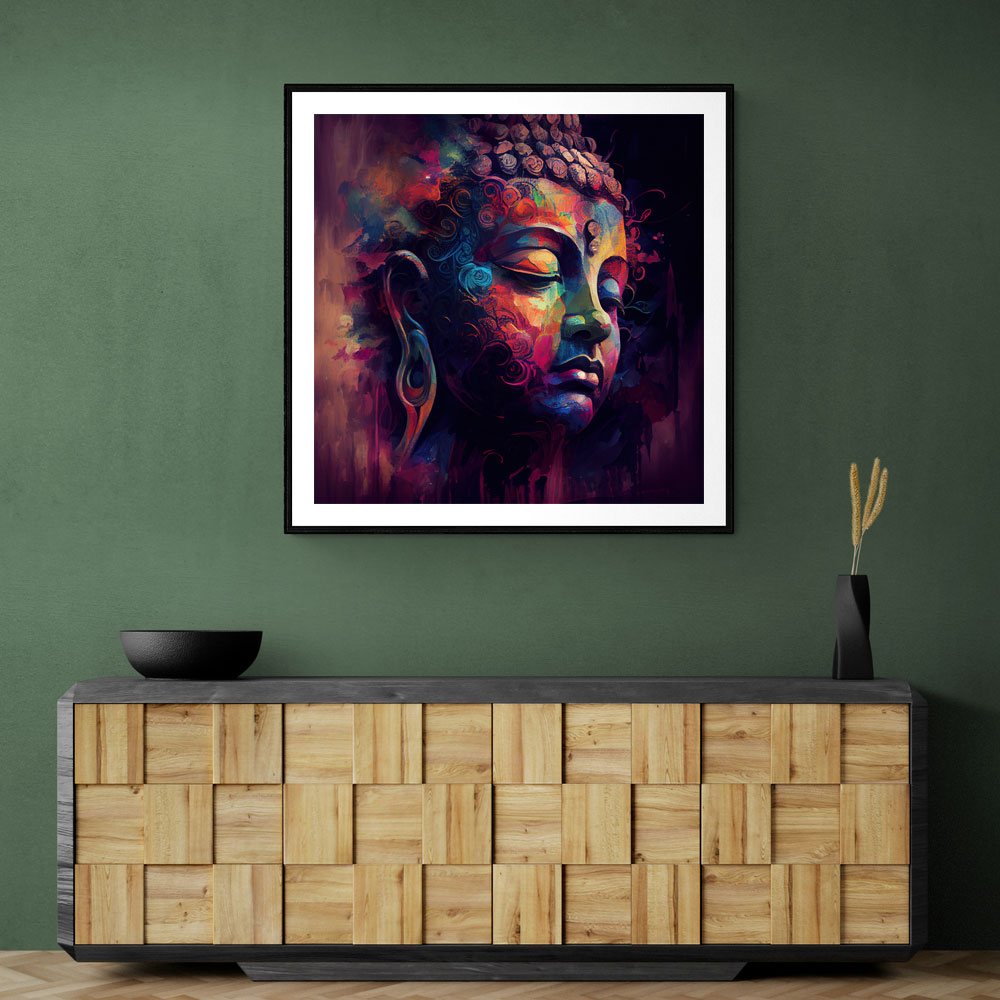 Buddha Head Abstract Color Wall Art