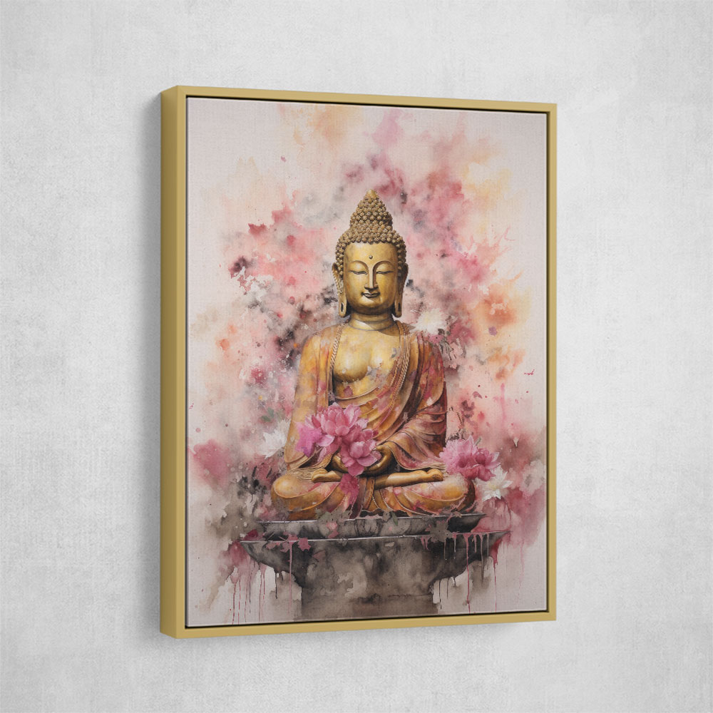 Buddha Statue Pink Water Color Wall Art