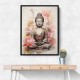 Buddha With a Lotus Flower Water Color Wall Art