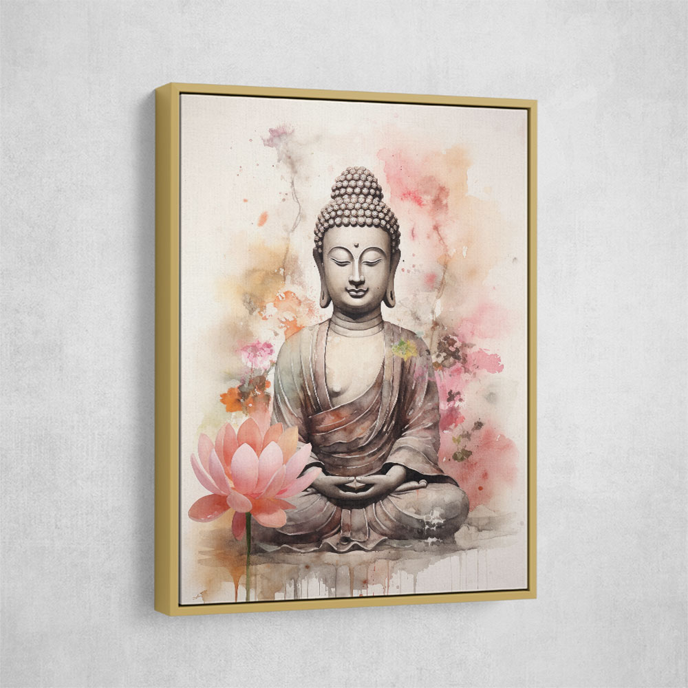 Buddha With a Lotus Flower Water Color Wall Art