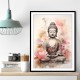 Buddha With a Lotus Flower Water Color Wall Art