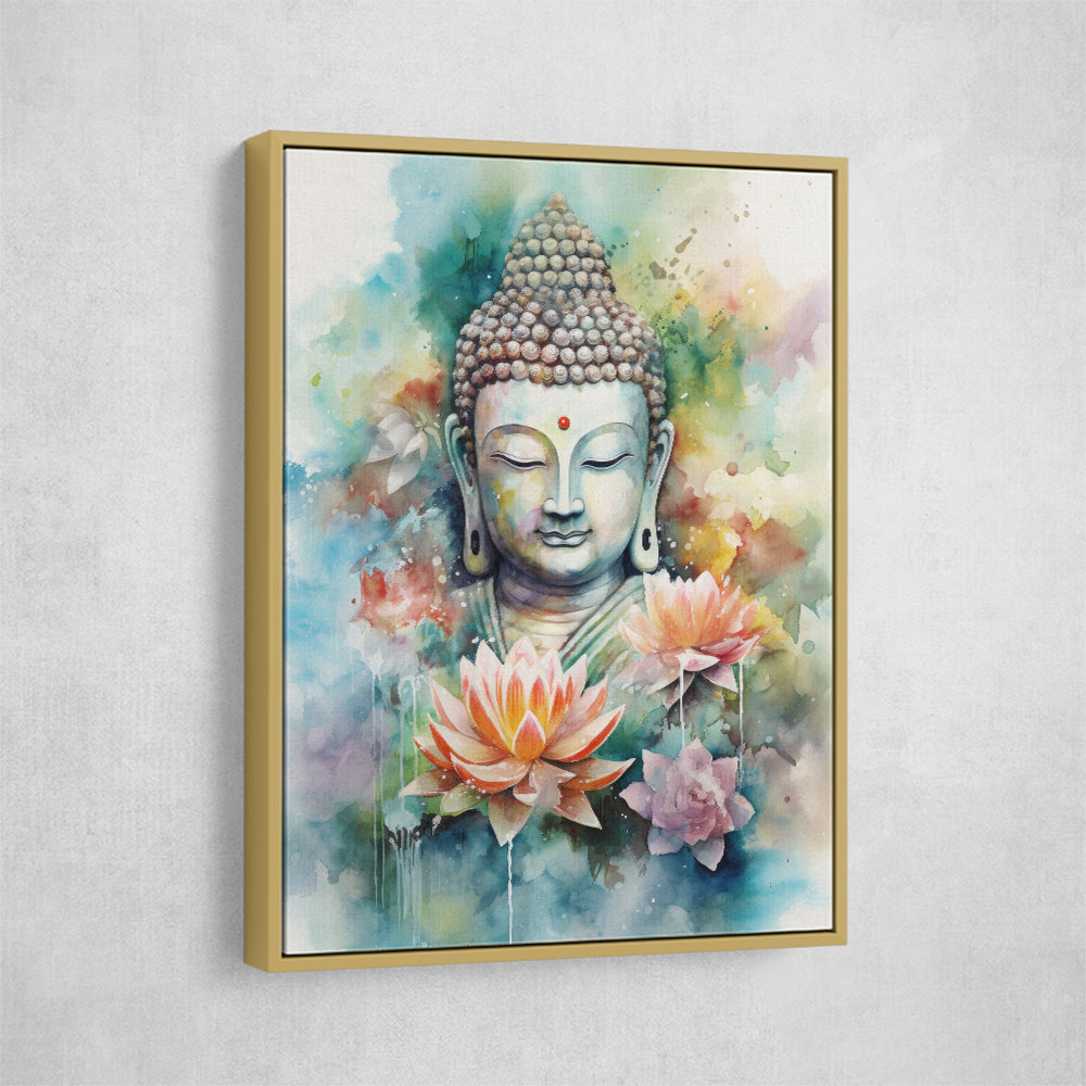 Buddha With a Lotus Flower Water Color 1 Wall Art