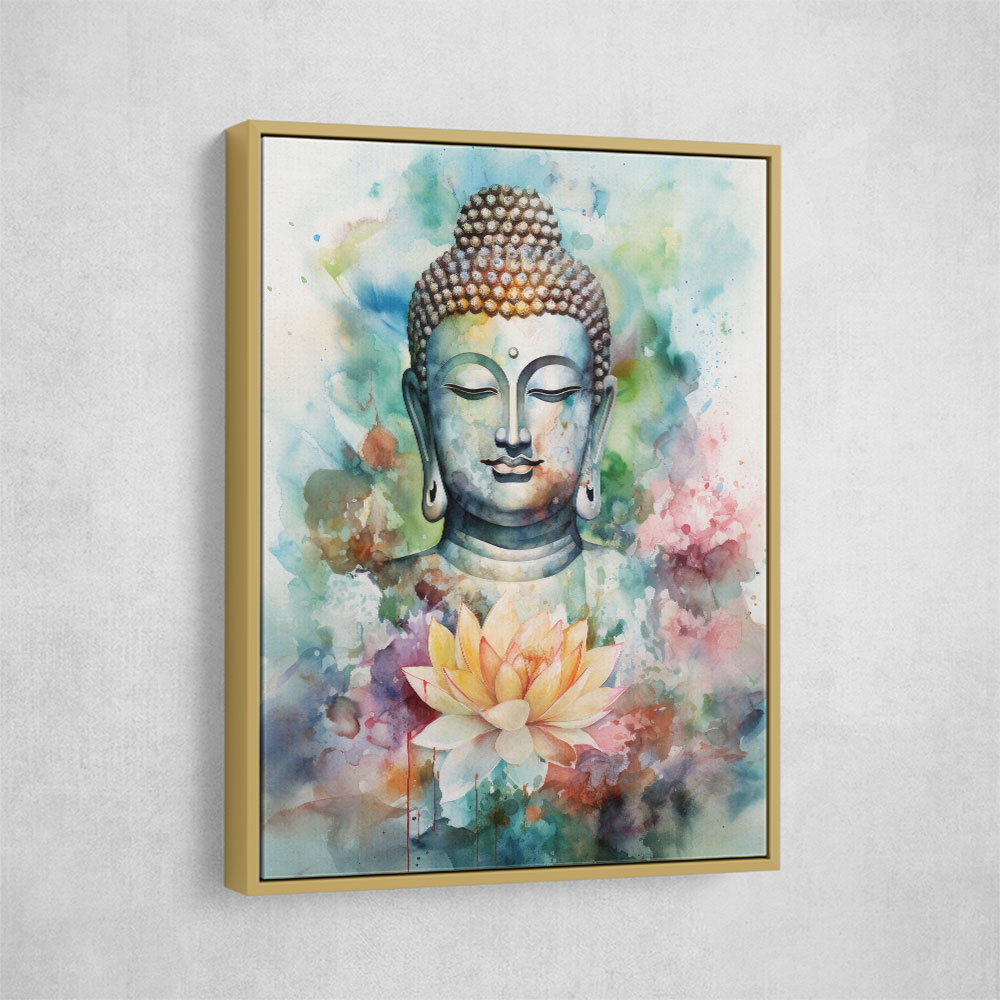 Buddha With a Lotus Flower Water Color 2 Wall Art