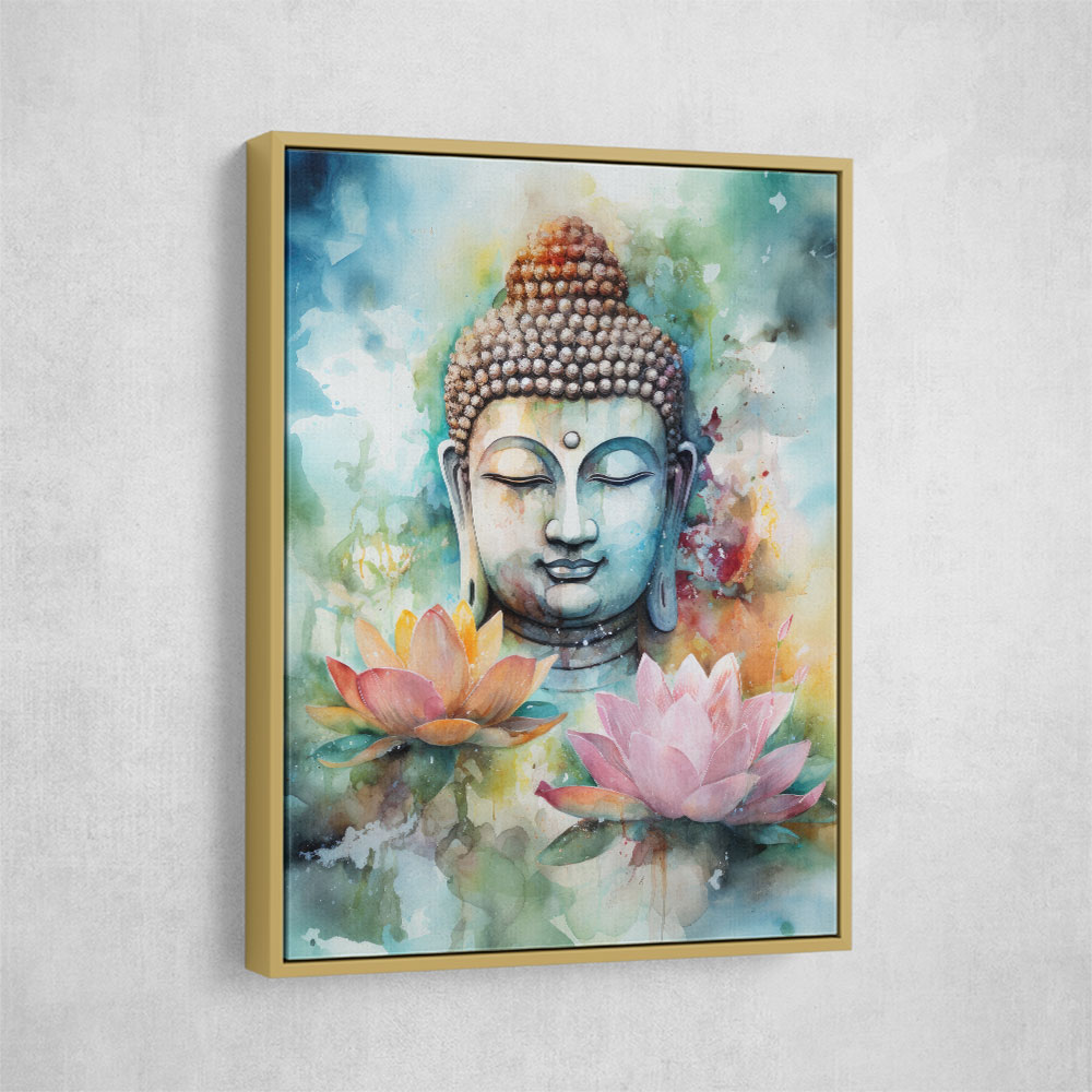 Buddha With a Lotus Flower Water Color 3 Wall Art