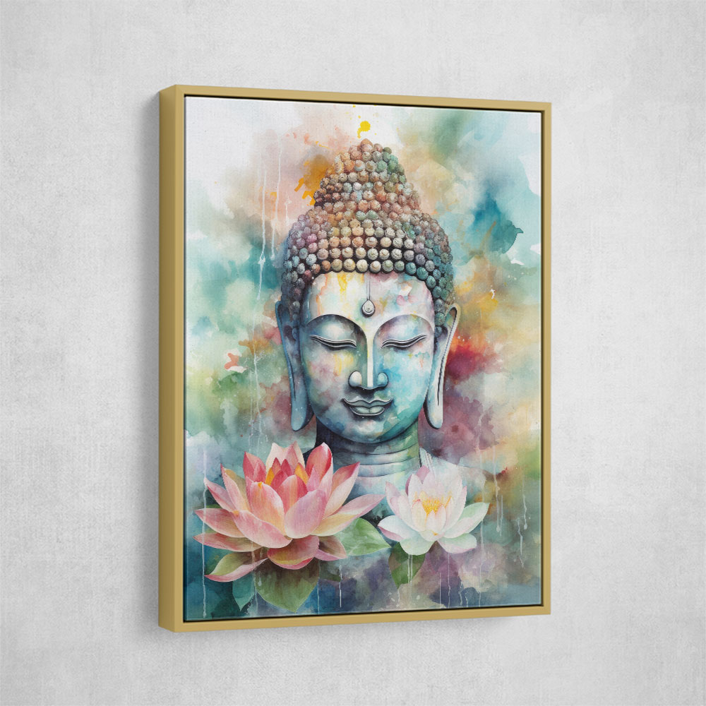Buddha With a Lotus Flower Water Color 4 Wall Art