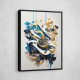 Abstract Gold & Blue Arabic Calligraphy