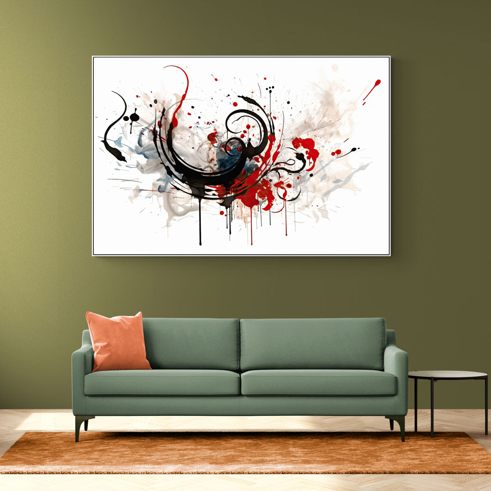 Red and Black Calligraphy Wall Art